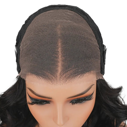 Pobokix 7X6 Body Wave HD Transparent Lace Frontal Wig - Brazilian Pre-Plucked Glueless Human Hair Wig for Women, 200% Density with Natural Hairline